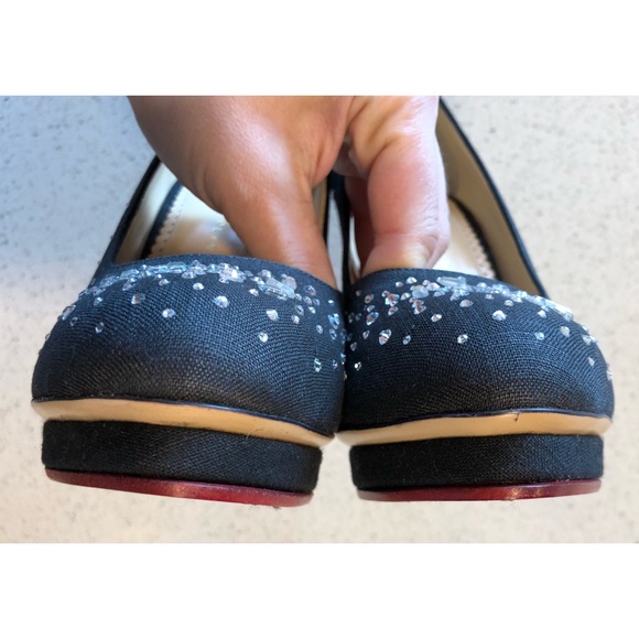 Charlotte Olympia Black Linen Bejeweled stiletto 9 - Picture 4 of 8